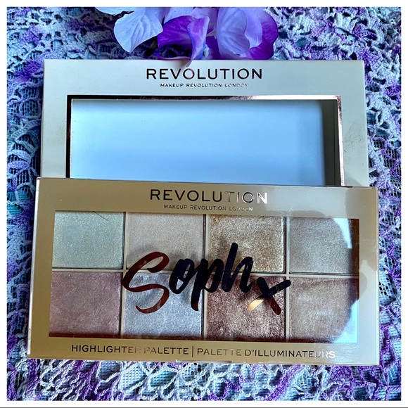 🎉HP🎊 NIB Makeup Revolution 8Pc Highlighter Shadow Palette “SOPH” - Picture 7 of 16